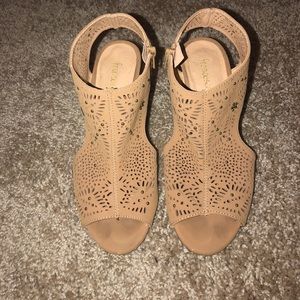 Francesca’s Bethany Laser Cut peep toe block heel